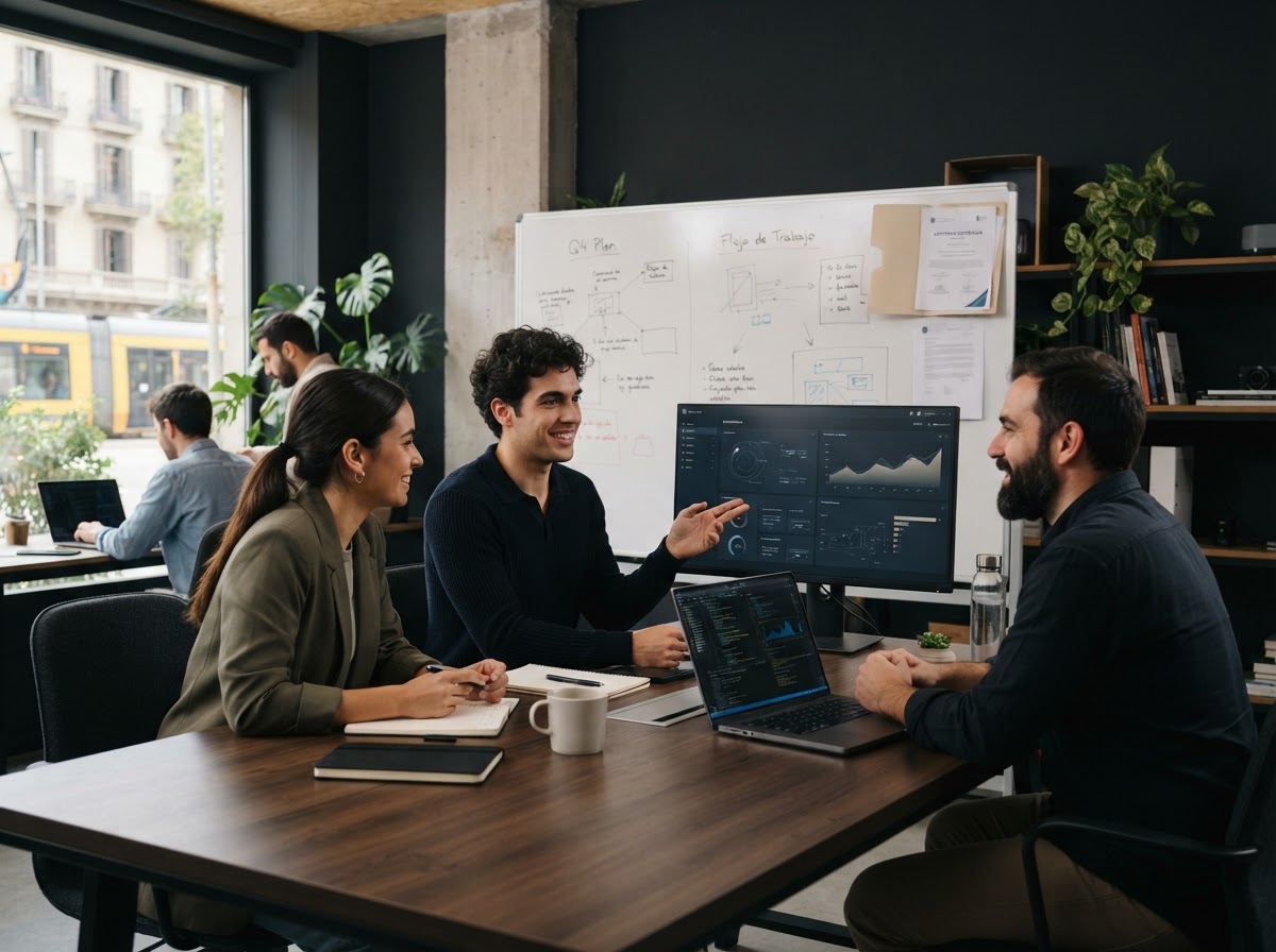 Snap +Opt Eprex equipo de análisis de datos revisando modelos predictivos